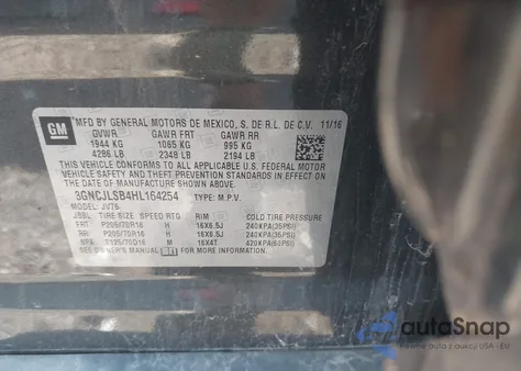 2017 Chevrolet Trax Lt from USA, damaged, VIN 3GNCJLSB4HL164254